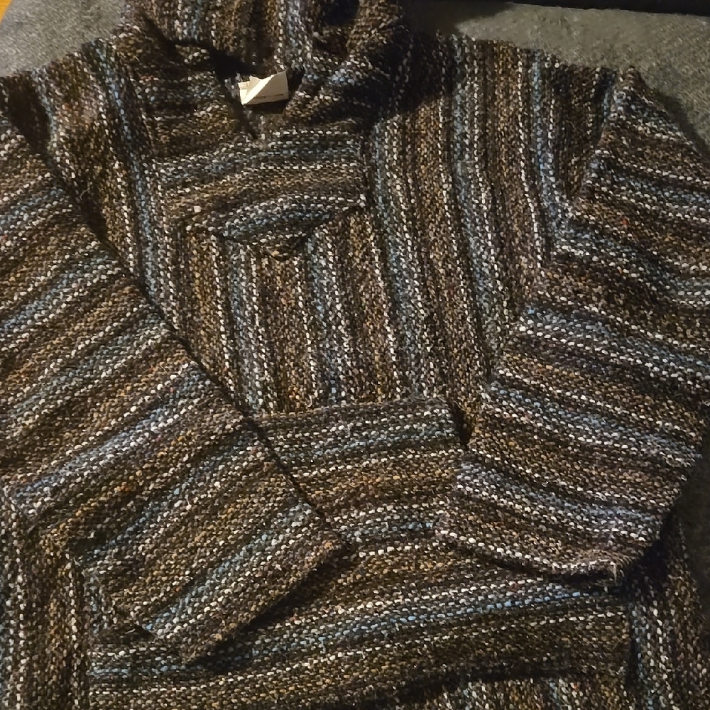 Black and Gray Baja Hoodie with Geometric Pattern